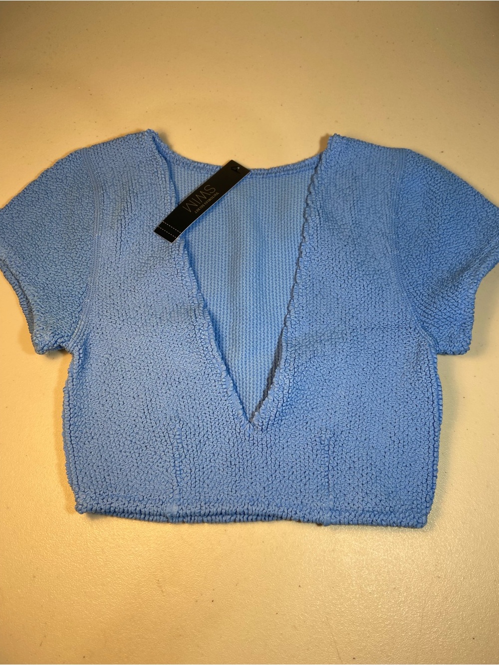 Victoria’s Secret Blue Textured V-Neck Cropped Top Swimwear SZ XS